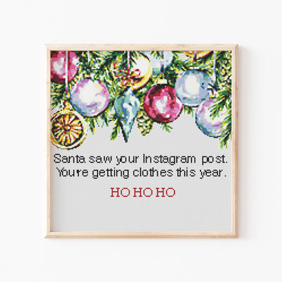 Santa Cross Stitch, Instant Download PDF, Christmas Quote, Modern Cross Stitch Pattern, Yuletide Cross Stitch, Boho Home Gift, Rude Decor