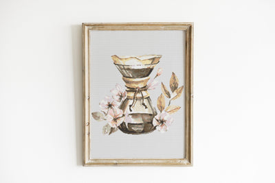 Coffee Filter Cross Stitch, Instant Download PDF Pattern, Counted Cross Stitch Chart, Coffee Lover, Aesthetic Room Decor, Easy Embroidery