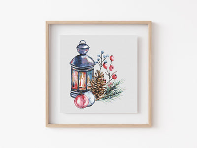 Christmas Cross Stitch, Instant Download PDF, Christmas Light, Modern Cross Stitch Pattern, Lantern Cross Stitch, Boho Home Gift, Cute Decor