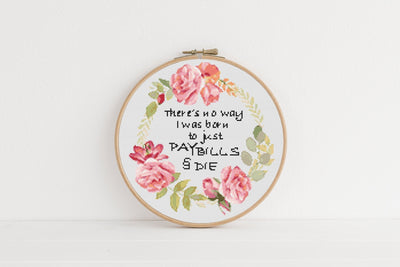 Pay Bills Cross Stitch, Instant Download PDF Pattern, Counted Cross Stitch, Modern X Stitch Chart, Embroidery Pattern, Funny Quotes Gift