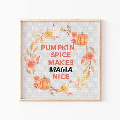 Pumpkin Spice Cross Stitch, Instant Download PDF Pattern, Counted Modern Cross Stitch Chart, Embroidery Pattern, Fall Quote, Rude Meme