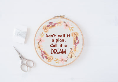 Dreams Cross Stitch, Instant Download PDF Pattern, Counted Modern Cross Stitch Chart, Embroidery Pattern, Fall Quote, Funny Quote Needle