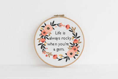 Gem Cross Stitch, Instant Download PDF Pattern, Counted Modern Cross Stitch, Embroidery Pattern, Funny Rude Quote, Aesthetic Room Decor