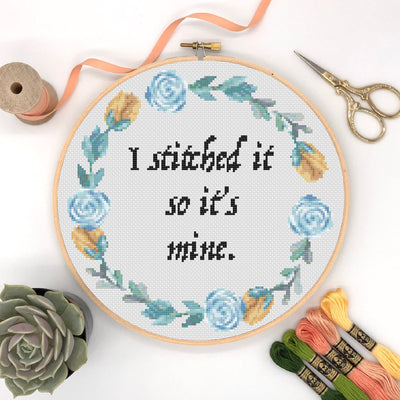 I stitched Cross Stitch, Instant Download PDF Pattern, Counted Easy Cross Stitch, Embroidery Pattern, Sarcastic Quote, Aesthetic Room Decor