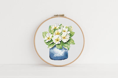 Primrose Cross Stitch Pattern, Instant Download PDF, Modern Cross Stitch Chart, Counted Cross Stitch, Spring Mothers Day, Aesthetic Decor