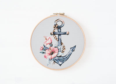 Anchor Cross Stitch, Instant Download PDF, Easy Cross Stitch Pattern, Boho Home Decor, Wall Hanging Design, Ocean Embroidery, Room Decor