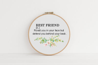 Cross Stitch Pattern, Best Friends, Instant Download PDF Pattern, Counted Modern Cross Stitch Chart, Embroidery Pattern, Funny Rude Quotes