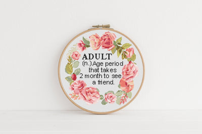 Cross Stitch Pattern, Adult Hoop, Instant Download PDF Pattern, Counted Modern Cross Stitch Chart, Embroidery Pattern, Funny Rude Quotes