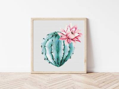 Cactus Cross Stitch Pattern, Instant Download PDF, Modern Counted Cross Stitch, Gift for Mom, Aesthetic Room Decor, Floral Wall Hanging