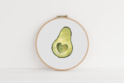 Avocado Cross Stitch Pattern, Instant Download PDF, Food Housewarming Gift, Wall Hanging Decor, Counted Cross Stitch, Kitchen Gift Ideas