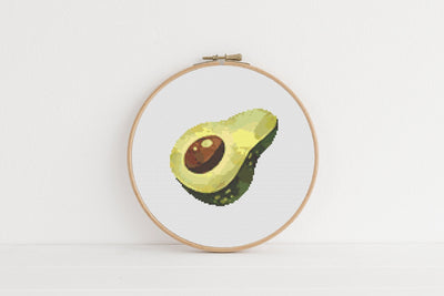 Avocado Cross Stitch Pattern, Instant Download PDF, Food Housewarming Gift, Wall Hanging Decor, Counted Cross Stitch, Kitchen Gift Ideas