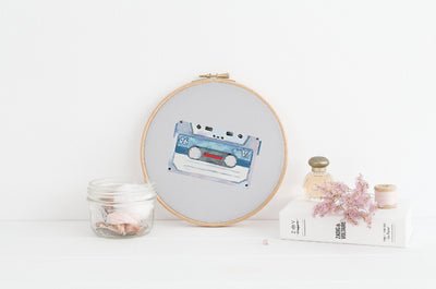 Cassette Cross Stitch, Instant Download PDF Pattern, Counted Cross Stitch Chart, Boho Wall Art, Kid Moving Gift, Nursery Decor, Baby Gift