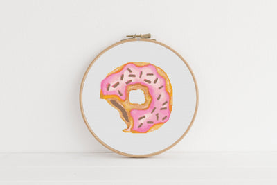 Donut Cross Stitch Pattern, Instant Download PDF, Food Housewarming Gift, Wall Hanging Decor, Counted Cross Stitch, Kitchen Decor Art