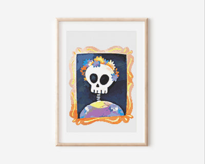 Dia de Muertos Cross Stitch, Instant Download PDF Pattern, Counted Cross Stitch, Modern Cross Stitch Chart, Embroidery Pattern, Halloween