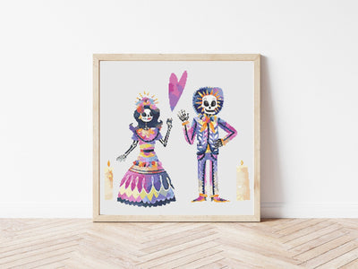 Dia de Muertos Cross Stitch, Instant Download PDF Pattern, Counted Cross Stitch, Modern Stitch Chart, Embroidery Pattern, Family Portrait