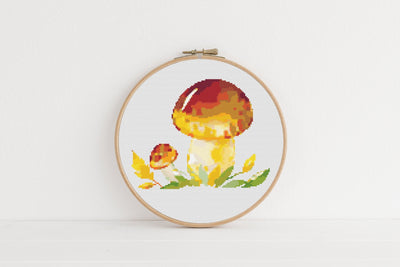 Mushroom Cross Stitch, Instant Download PDF Pattern, Counted Cross Stitch Chart, Boho Wall Art, Aesthetic Room Decor, Forest Fall Gift Idea