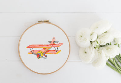 Airplane Cross Stitch, Kids Pattern, Instant Download PDF Pattern, Easy Cross Stitch Chart, Boho Wall Art, Nursery Decor, Baby Shower Gift