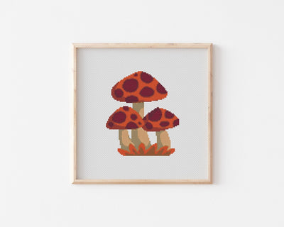 Mushroom Cross Stitch, Instant Download Pattern PDF, X Stitch Tutorial, Modern Cross Stitch Pattern, Forest Cross Stitch, Counted X Stitch