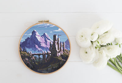 Valley Cross Stitch, Instant Download Pattern, Counted Cross Stitch, Modern Cross Stitch Chart, Embroidery Pattern, Aesthetic Room Decor