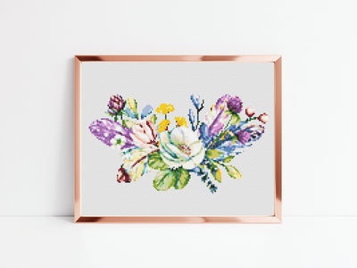 Flower Cross Stitch, Instant Download PDF Pattern, Counted Cross Stitch, Modern Cross Stitch Chart, Embroidery Pattern, Aesthetic Room Decor
