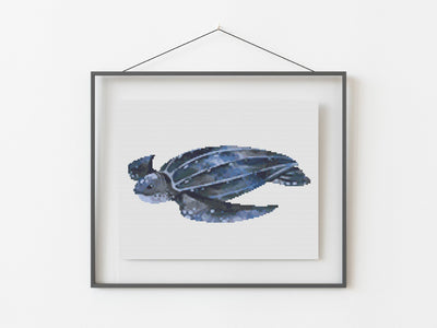 Leatherback Cross Stitch, Instant Download Pattern PDF, Modern Cross Stitch Pattern Tutorial, Animal Cross Stitch, Turtle Embroidery