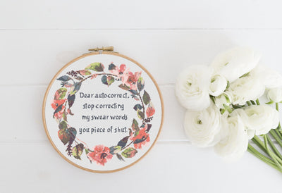 Autocorrect Cross Stitch, Instant Download PDF Pattern, Counted Cross Stitch, Modern X Stitch Chart, Embroidery Pattern, Funny Quotes Gift