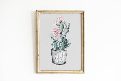 Cactus Cross Stitch, Instant Download PDF Pattern, Counted Modern Cross Stitch Chart, Succulent Embroidery Pattern, Aesthetic Room Decor