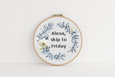 Skip to Friday Cross Stitch, Instant Download PDF Pattern, Counted Cross Stitch, Modern Cross Stitch Chart, Embroidery Pattern, Rude Quotes