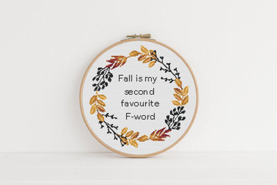 Favourite Word Cross Stitch, Instant Download PDF Pattern, Counted Modern Cross Stitch Chart, Embroidery Pattern, Fall Quote, Rude Meme