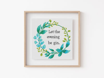 Gin Cross Stitch, Instant Download PDF Pattern, Counted Modern Cross Stitch, Embroidery Pattern, Funny Rude Quote, Aesthetic Room Decor