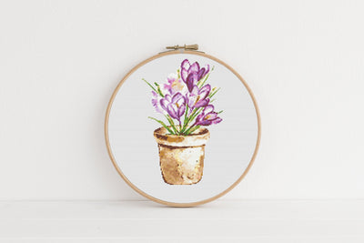 Crocus Cross Stitch Pattern, Instant Download PDF, Modern Cross Stitch Chart, Counted Cross Stitch, Spring Mothers Day, Aesthetic Decor
