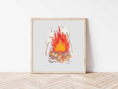 S'mores Cross Stitch Pattern, Instant Download PDF, Camping Decor Idea, Wall Hanging Decor, Counted Cross Stitch, Valentines Gift for Mom