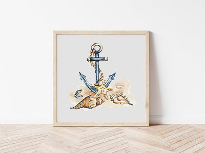 Seashell Cross Stitch, Instant Download PDF, Easy Cross Stitch Pattern, Boho Home Decor, Wall Hanging Design, Ocean Embroidery, Room Decor