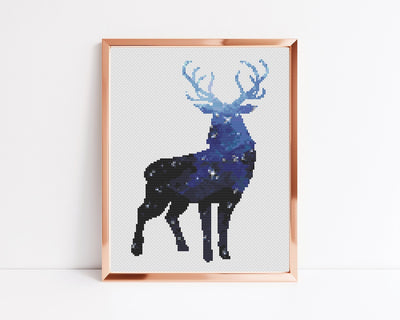 Star Stag Cross Stitch, Instant Download Pattern PDF, Modern Cross Stitch Chart, Animal Cross Stitch, Aesthetic Room Decor, Universe Design