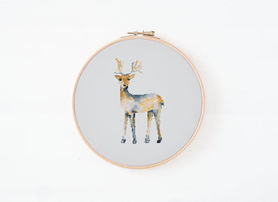 Deer Cross Stitch, Instant Download Pattern PDF, Watercolor Pattern, Modern Cross Stitch Pattern, Animal Cross Stitch, Easy Embroidery Art