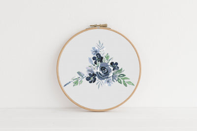 Cross Stitch Pattern, Black Rose Design, Instant Download PDF, Mother's Day Gift, Floral Hoop Art, Boho Wall Hanging, Aesthetic Room Decor