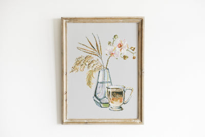 Cafe Cross Stitch Pattern, Instant Download PDF Pattern, Counted Cross Stitch Chart, Coffee Lover, Boho Room Decor, Kitchen Accessory Gift