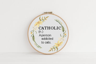 Cross Stitch Pattern, Catholic Hoop, Instant Download PDF Pattern, Counted Modern Cross Stitch Chart, Embroidery Pattern, Funny Rude Quotes