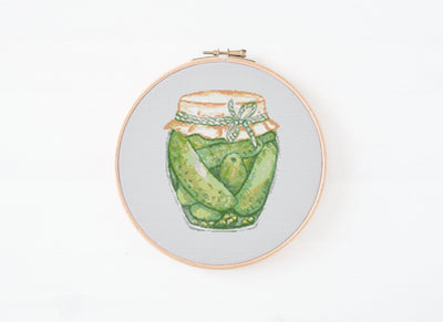 Pickles Cross Stitch Pattern, Instant Download PDF, Food Pattern, Housewarming Gift, Wall Hanging Decor, Counted Cross Stitch, Kitchen Hoop
