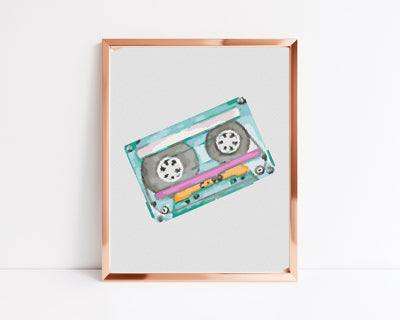 Cassette Cross Stitch, Instant Download PDF Pattern, Counted Cross Stitch Chart, Boho Wall Art, Kid Moving Gift, Nursery Decor, Baby Gift