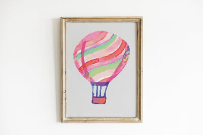 Air Balloon Cross Stitch, Instant Download PDF Pattern, Counted Cross Stitch Chart, Boho Wall Art, Childs Toy, Nursery Decor, Watercolour
