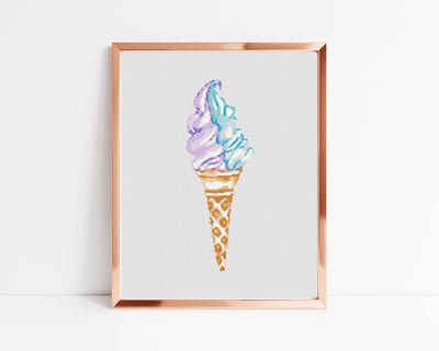 Ice Cream Cone Cross Stitch Pattern, Instant Download PDF, Food Housewarming Gift, Wall Hanging Decor, Counted Cross Stitch, Kitchen Gift