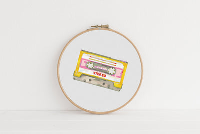 Cassette Cross Stitch, Instant Download PDF Pattern, Counted Cross Stitch Chart, Boho Wall Art, Kid Moving Gift, Nursery Decor, Baby Gift