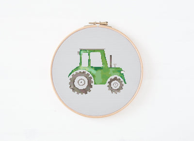 Tractor Cross Stitch, Instant Download PDF Pattern, Counted Cross Stitch Chart, Boho Wall Art, Childs Toy, Nursery Decor, Kids Room Decor