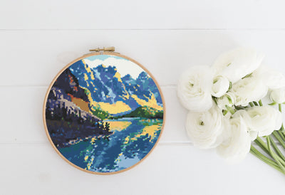 Mountain Scenery Cross Stitch, Instant Download Pattern, Counted Cross Stitch, Modern Cross Stitch Chart, Embroidery Pattern, Stitch Design