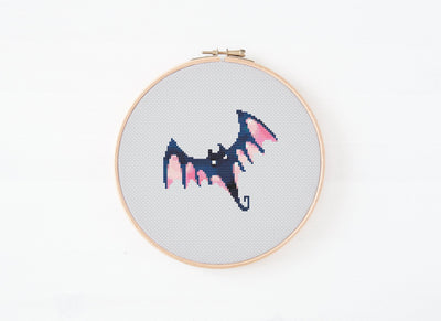 Mini Bat Cross Stitch, Instant Download PDF Pattern, Counted Cross Stitch, Modern Cross Stitch Chart, Embroidery Art, Halloween Chart