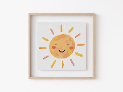 Sun Cross Stitch, Instant Download PDF Pattern, Sunshine Cross Stitch Chart, Boho Wall Art, Baby Nursery Decor, Baby Shower Gift Idea
