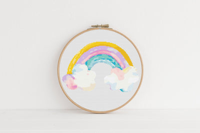 Rainbow Cross Stitch, Unicorn Pattern, Instant Download PDF Pattern, Counted Cross Stitch Chart, Boho Wall Art, Nursery Room Decor, Glitter