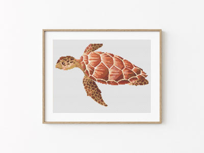 Turtle Cross Stitch, Ocean Pattern, Instant Download PDF, Animal Embroidery, Aesthetic Room Decor, Boho Wall Art, Christmas Gift Idea