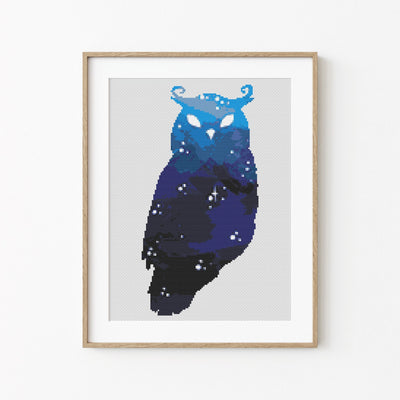 Galaxy Owl Cross Stitch, Instant Download PDF Pattern, Counted Cross Stitch, Modern Cross Stitch Chart, Embroidery Pattern, Universe Animal